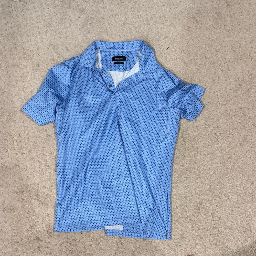 Bugatchi Light Blue Polka Dot Polo Shirt